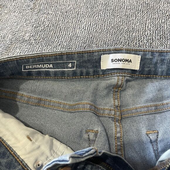 Sonoma Womens Bermuda Jean Shorts Size 4 Mid-Rise Stretch Pockets - Picture 3 of 4